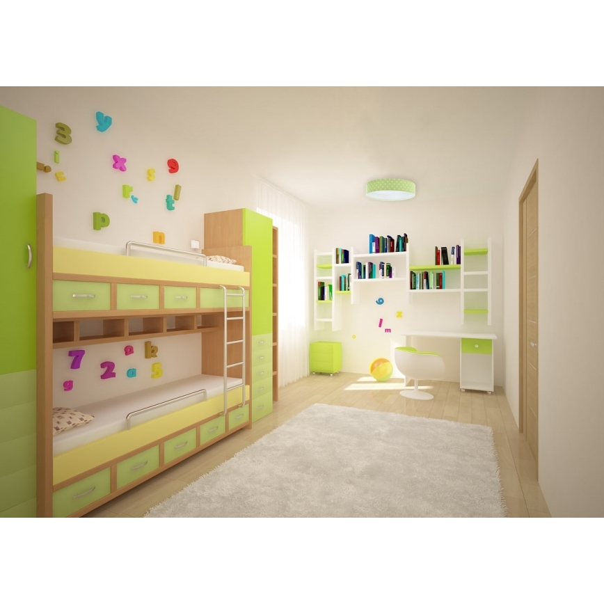 Dimmbare LED-Deckenleuchte SMART GALAXY KIDS LED/24W/230V 3000-6500K Punkte grün/weiß + Fernbedienung