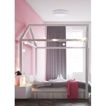 Dimmbare LED-Deckenleuchte SMART GALAXY KIDS LED/24W/230V 3000-6500K Sterne rosa/weiß + Fernbedienung