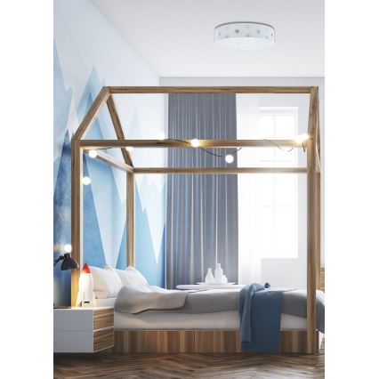 Dimmbare LED-Deckenleuchte SMART GALAXY KIDS LED/24W/230V 3000-6500K Sterne weiß/grau/blau + Fernbedienung