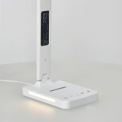 Dimmbare LED-Tischleuchte mit kabelloser QI-Aufladung, Display und USB-Anschluss LED/7W/230V 3000-6000K weiß