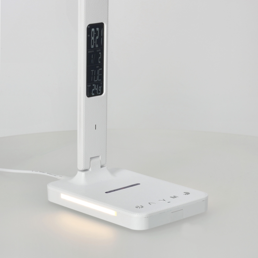 Dimmbare LED-Tischleuchte mit kabelloser QI-Aufladung, Display und USB-Anschluss LED/7W/230V 3000-6000K weiß