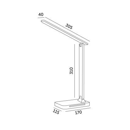 Dimmbare LED-Tischleuchte mit kabelloser QI-Aufladung, Display und USB-Anschluss LED/7W/230V 3000-6000K weiß