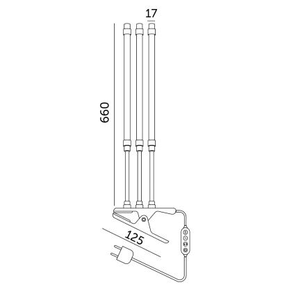 Dimmbare flexible LED-Tischleuchte mit Klemme für die Pflanzenzucht VITARO 3xLED/10W/230V schwarz