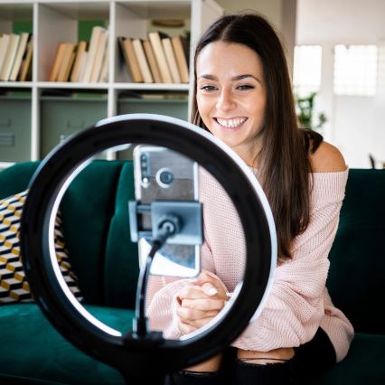 Dimmbare LED-Leuchte mit Stativ und Halterung für Vlogging LED/10W/5V 2700-6500K