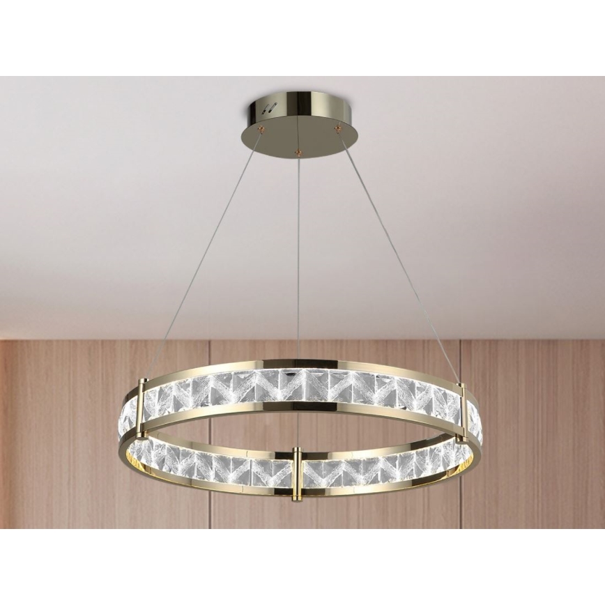 Dimmbare LED-Kristallpendelleuchte an Stahlseil ENRIQUE LED/55W//230V 3000-6000K Ø 80 cm + Fernbedienung
