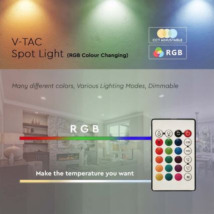 Dimmbare LED-RGB-Glühbirne GU10/4,8W/230V 3000K + Fernbedienung