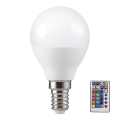 Dimmbare LED-RGB-Glühbirne P45 E14/4,8W/230V 3000K + Fernbedienung