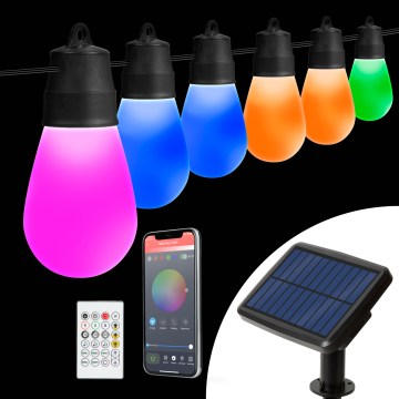 Dimmbare LED RGBIC Solarkette 30xLED/1,3W/3,7V 2200 mAh 14,37 m IP65 schwarz + Fernbedienung