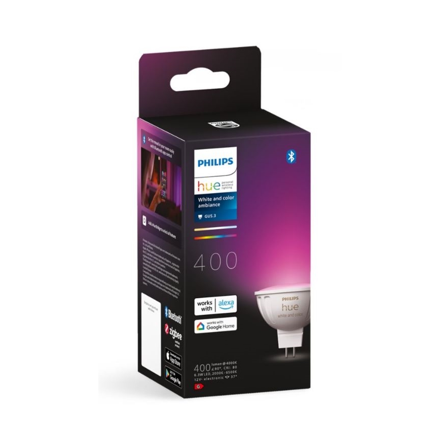 Dimmbare LED-RGBW-Glühbirne Philips Hue White And Color Ambiance GU5,3/MR16/6,3W/12V 2000-6500K