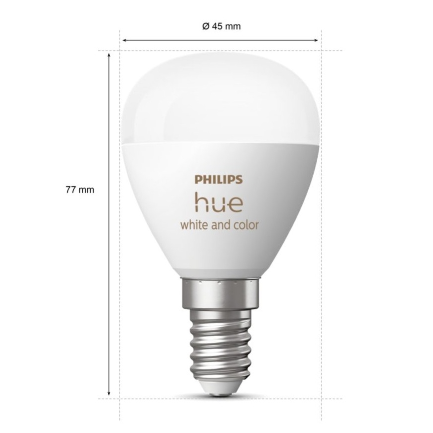 Dimmbare LED-RGBW-Glühbirne Philips Hue White And Color Ambiance P45 E14/5,1W/230V 2000-6500K