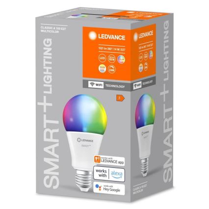 Dimmbare LED-RGBW-Glühbirne SMART+ E27/14W/230V 2700-6500K Wi-Fi - Ledvance