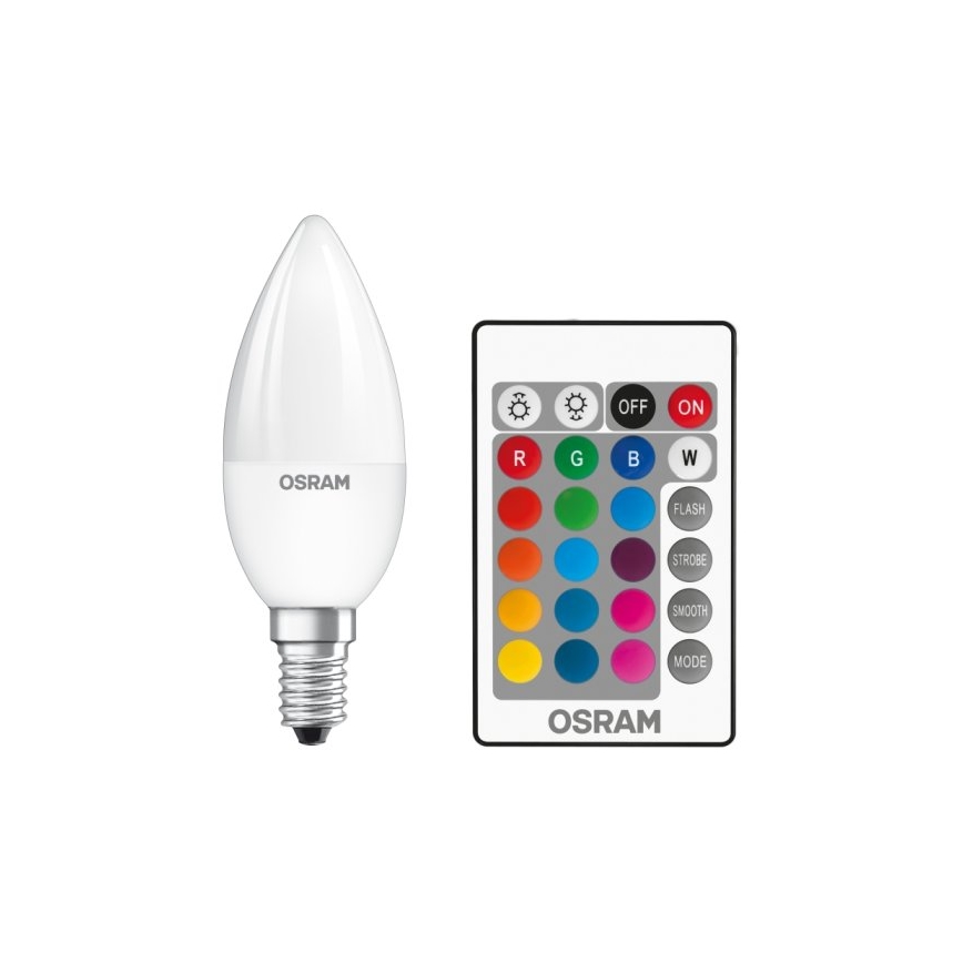 Dimmbare LED-RGBW-Glühbirne STAR E14/4,5W/230V 2700K + Fernsteuerung - Osram