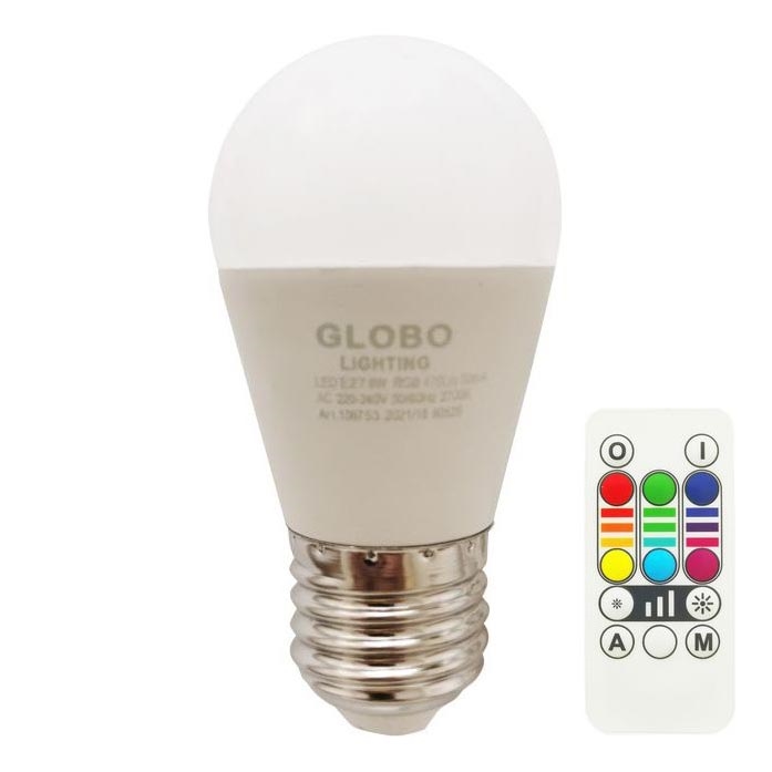 Dimmbare LED-RGBW-Glühlampe E27/6W/230V 3000K + Fernbedienung - Globo