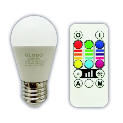 Dimmbare LED-RGBW-Glühlampe E27/6W/230V 3000K + Fernbedienung - Globo