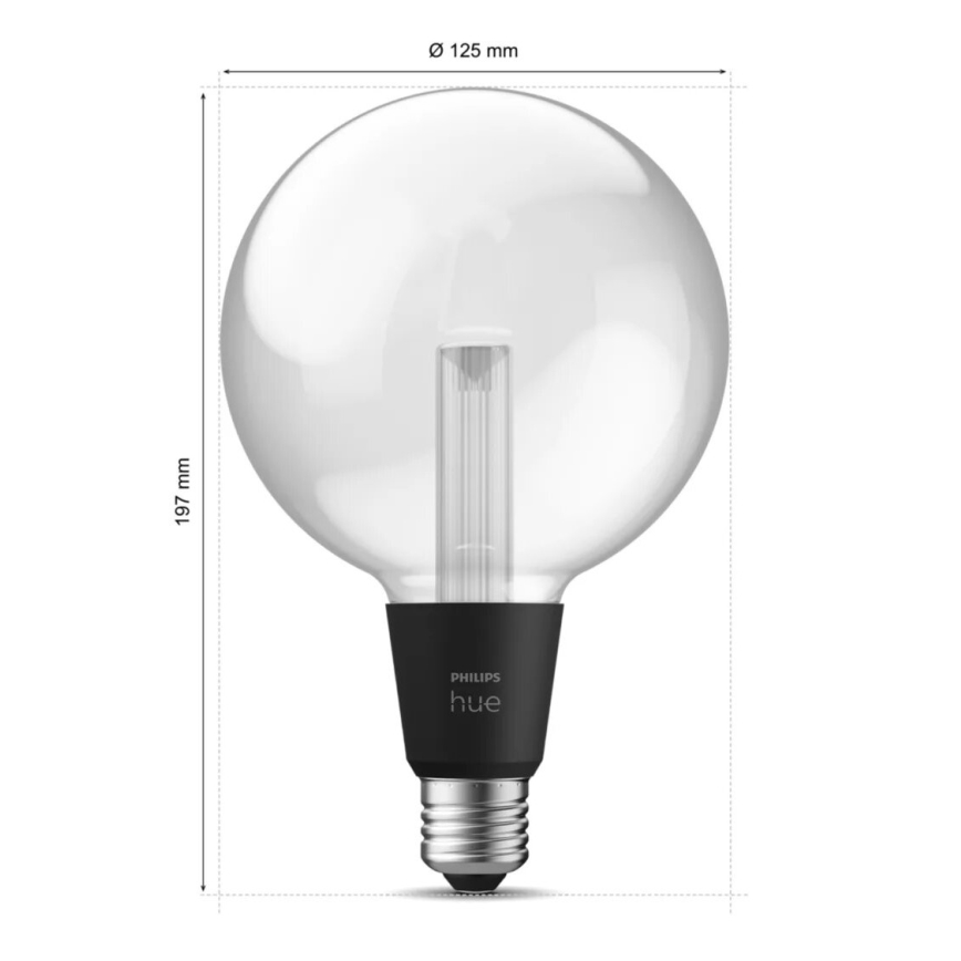 Dimmbare LED-RGBW-Glühlampe Philips Hue White And Color Ambiance G125 E27/6,8W/230V 2000-6500K