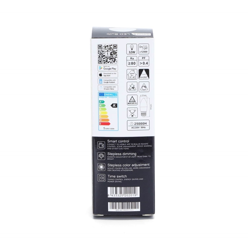 Dimmbare LED-RGBW-Lampe C37 E27/5W/230V 3000-6500K Wi-Fi - Aigostar