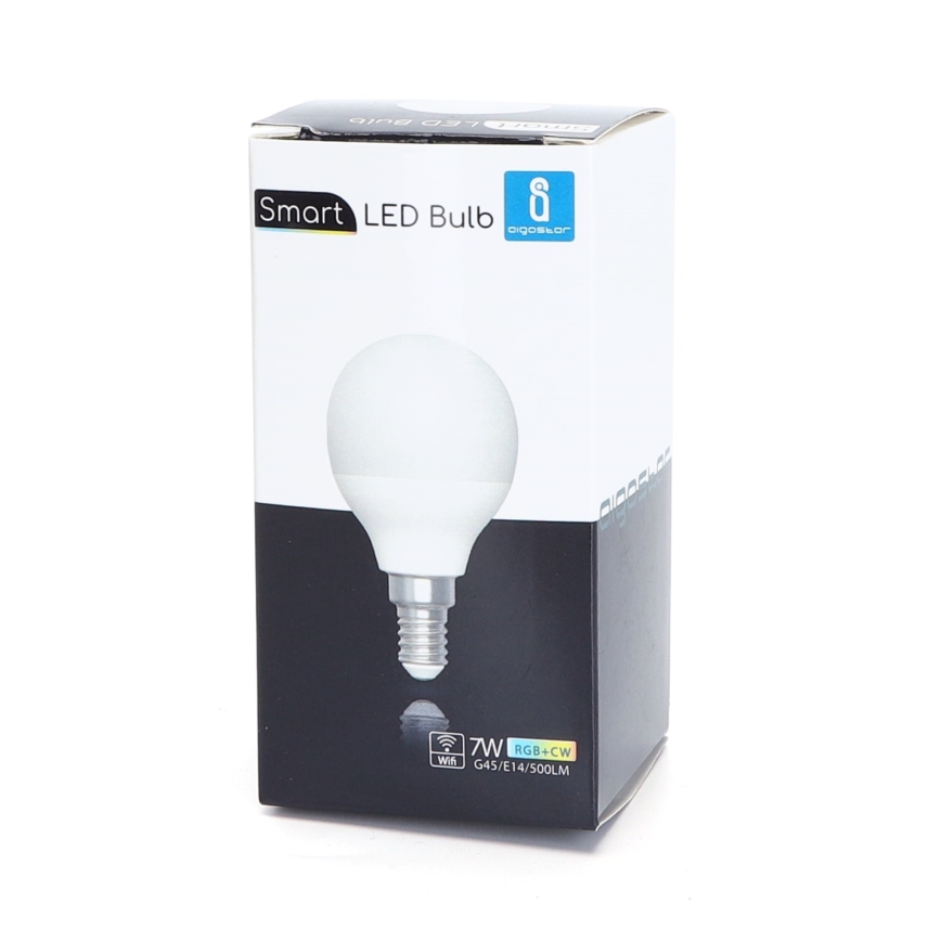Dimmbare LED-RGBW-Lampe G45 E14/7W/230V 3000-6500K Wi-Fi - Aigostar