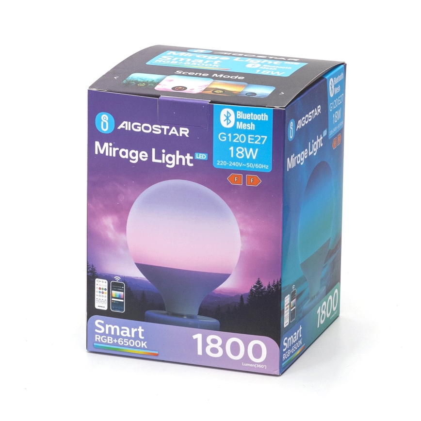 Dimmbare LED-RGBW-Lampe MESH G120 E27/18W/230V 6500K + Fernbedienung - Aigostar