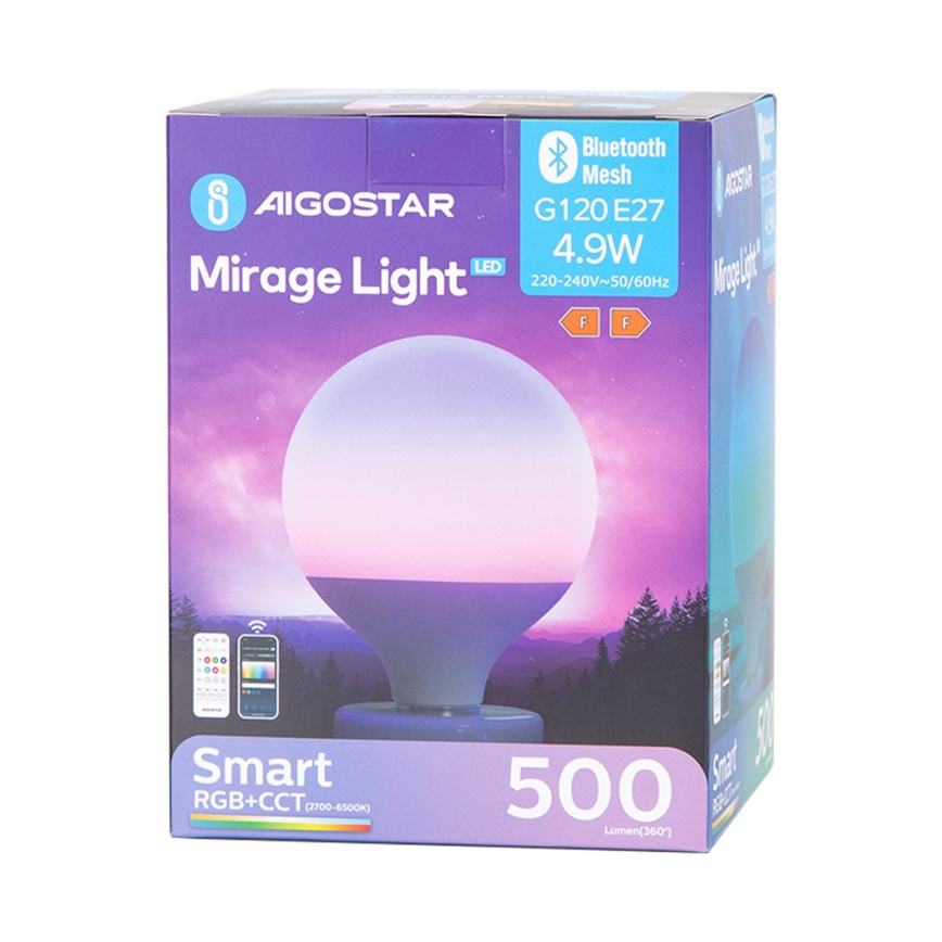 Dimmbare LED-RGBW-Lampe MESH G120 E27/4,9W/230V 2700-6500K + Fernbedienung - Aigostar