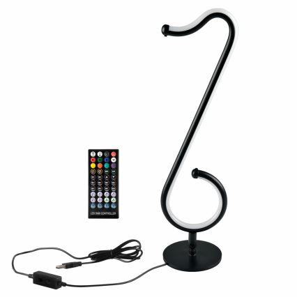 Dimmbare LED-RGBW-Tischleuchte NUTKA LED/15W/5V schwarz + Fernbedienung