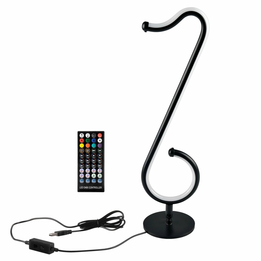 Dimmbare LED-RGBW-Tischleuchte NUTKA LED/15W/5V schwarz + Fernbedienung