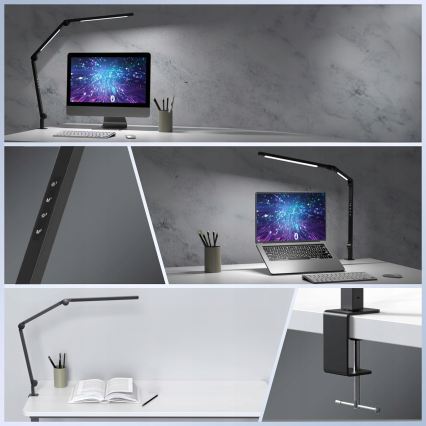 LED-dimmbare, berührungsempfindliche, flexible Tischlampe mit Klemme LED/12W/230V 3000/4000/6000K schwarz