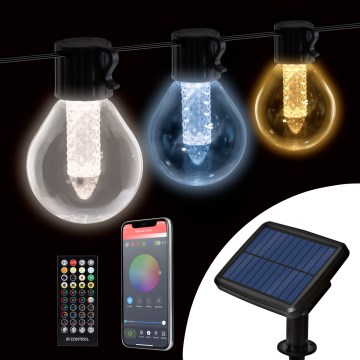 Dimmbare LED-Solar-Lichterkette 15xLED/1,5W/3,7/5V 2700-10000K 2200 mAh 9 m IP65 schwarz + Fernbedienung