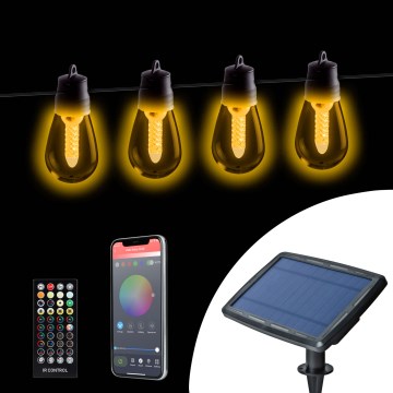 Dimmbare LED-Solar-Lichterkette 25xLED/1,5W/3,7/5V 2700-10000K 2200 mAh 15 m IP65 schwarz + Fernbedienung
