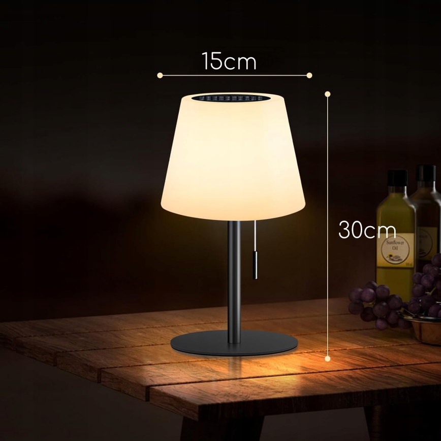 Dimmbare LED-Solarlampe LED/2W/5V USB 1200 mAh IP44 weiß/schwarz