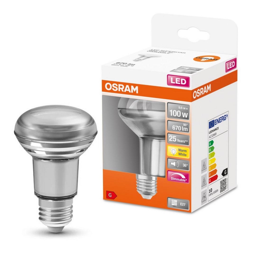 Dimmbare LED-Strahler-Glühbirne E27/9,6W/230V 2700K - Osram