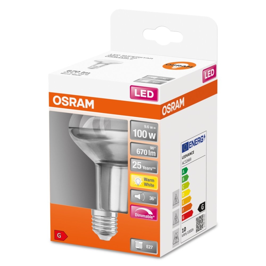 Dimmbare LED-Strahler-Glühbirne E27/9,6W/230V 2700K - Osram