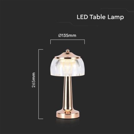 LED Dimmbare aufladbare Touch-Tischleuchte LED/1W/5V 3000-6000K 1800 mAh Roségold