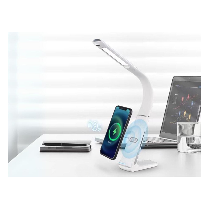 LED-dimmbare Tischlampe mit kabelloser Ladefunktion und Bewegungssensor LORD EVO LED/8W/230V 3000K/4500K/6000K weiß