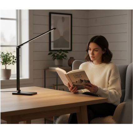 Dimmbare LED-Tischlampe mit kabelloser QI-Ladefunktion NOBLITE Q LED/7W/230V 3000/4000/6500K schwarz