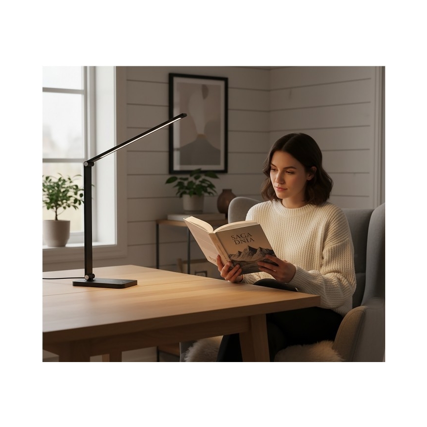 Dimmbare LED-Tischlampe mit kabelloser QI-Ladefunktion NOBLITE Q LED/7W/230V 3000/4000/6500K schwarz