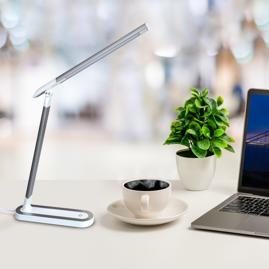 Dimmbare LED-Tischlampe mit Touch-Funktion MADERA LED/7W/230V USB weiß