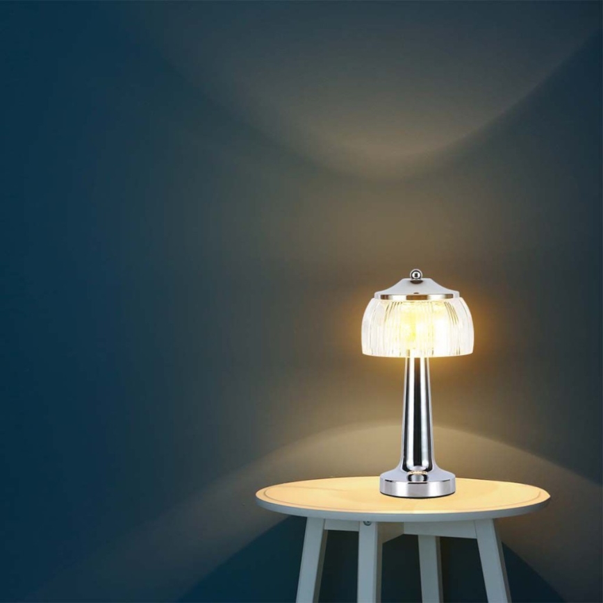 Dimm- und aufladbare LED-Tischleuchte mit Touch-Funktion LED/1W/5V 3000-6000K 1800 mAh glänzendes Chrom