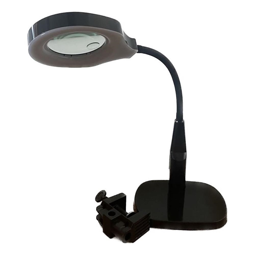 Dimmbare LED-Tischleuchte mit bifokalem Vergrößerungsglas LED/6W/230V 6000-7000K schwarz