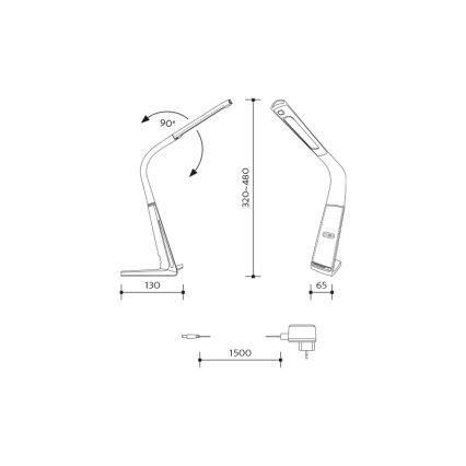 Dimmbare LED-Tischleuchte mit kabelloser Aufladung und Sensor LORD EVO LED/8W/230V 3000K/4500K/6000K weiß