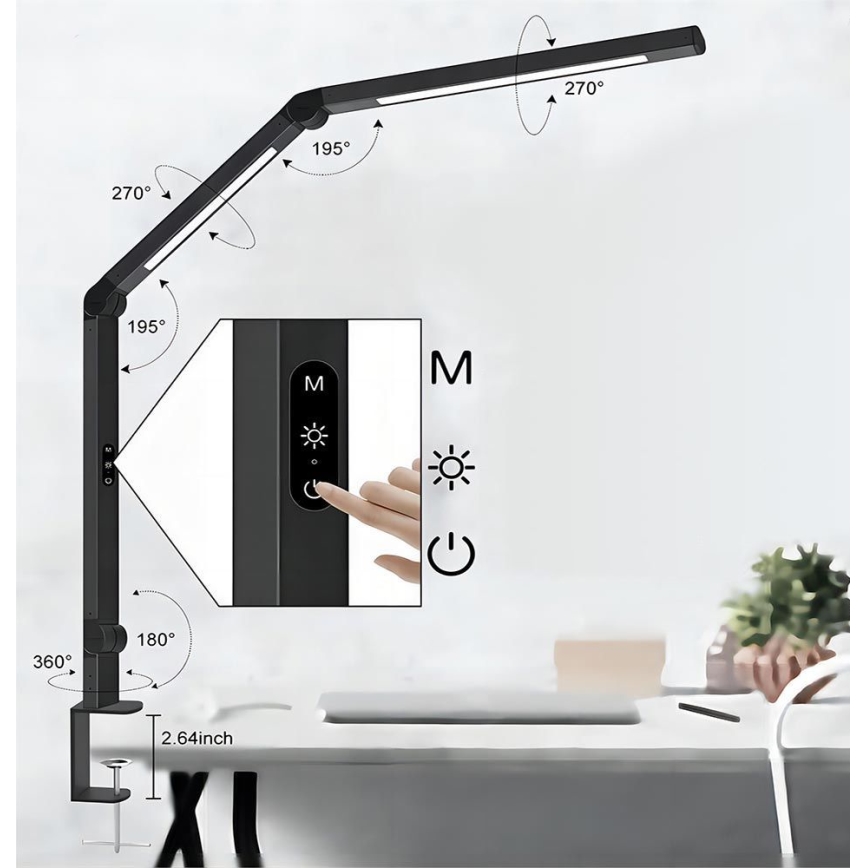 Dimmbare, flexible LED-Tischleuchte mit Touch-Funktion POINTIQ LED/12W/230V 3000/4000/5000/6500K CRI 92 schwarz