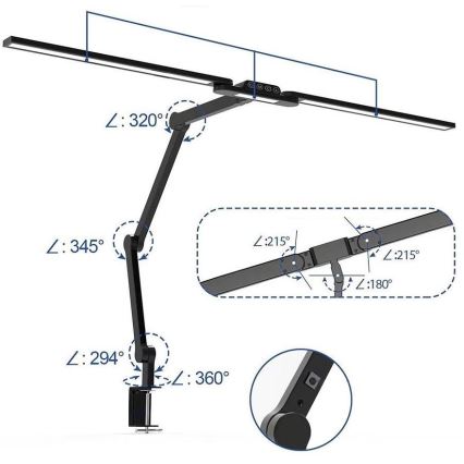 Dimmbare, flexible LED-Tischleuchte mit Touch-Funktion POINTIQ LED/24W/230V 3000-6500K CRI 92 schwarz