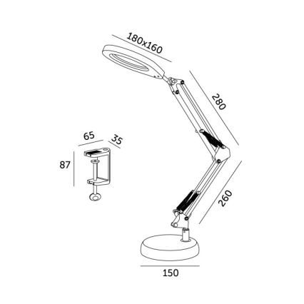 Dimmbare LED-Tischleuchte mit Vergrößerungsglas 2in1 AURIQ LOUPE LED/10W/5V 3000/4000/6500K schwarz
