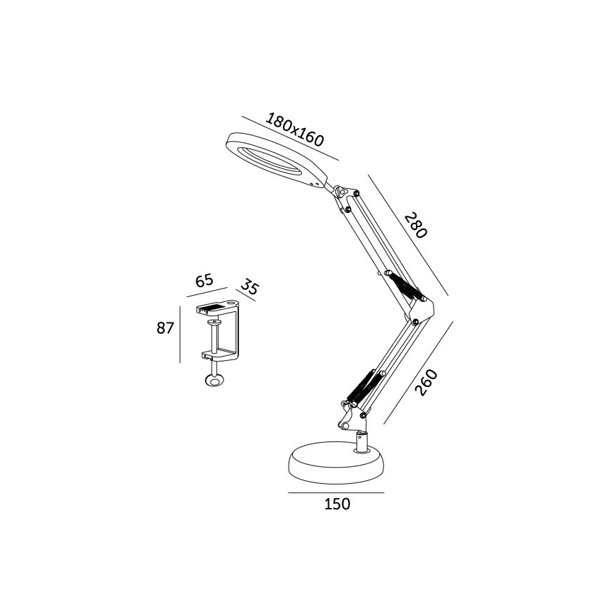 Dimmbare LED-Tischleuchte mit Vergrößerungsglas 2in1 AURIQ LOUPE LED/10W/5V 3000/4000/6500K schwarz