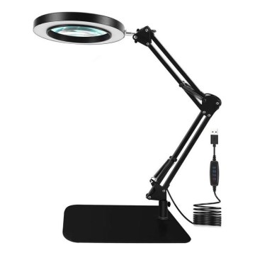 Dimmbare LED-Tischleuchte mit Vergrößerungsglas LED/11W/5V 3000-6000K schwarz