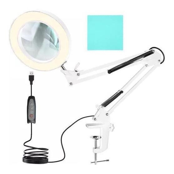 Dimmbare LED-Tischleuchte mit Vergrößerungsglas LED/6W/5V 3000K/4000K/6000K weiß