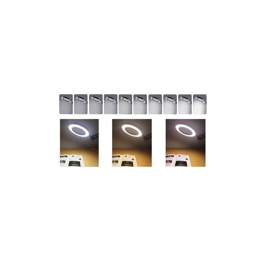 Dimmbare LED-Tischleuchte mit Vergrößerungsglas LED/6W/5V 3000K/4000K/6000K schwarz
