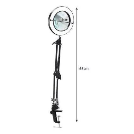 Dimmbare LED-Tischleuchte mit Vergrößerungsglas LED/6W/5V 3000K/4000K/6000K schwarz