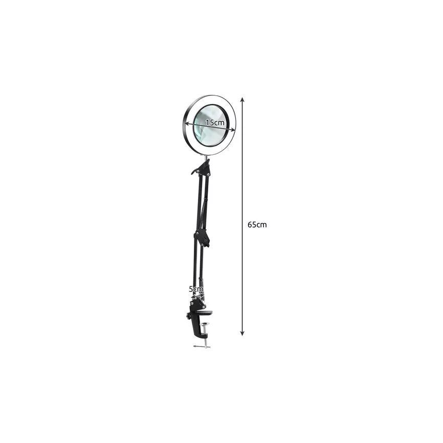 Dimmbare LED-Tischleuchte mit Vergrößerungsglas LED/6W/5V 3000K/4000K/6000K schwarz