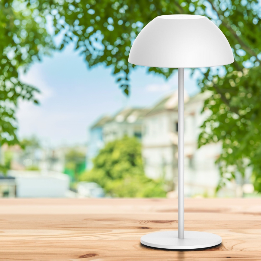 Dimmbare LED-Touch-Tischleuchte für den Outdoor-Bereich TANZANIA LED/1,8W/5V USB 1800 mAh IP44 weiß