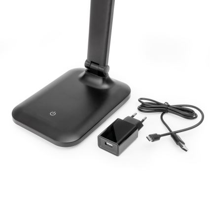 Dimmbare LED-Tischleuchte mit Touch-Funktion und kabelloser Aufladung und USB-Anschluss REMUS LED/5W/230V schwarz